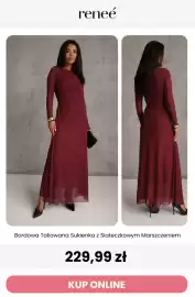 Renee magazyn tydzień 36 Strona 3: Bordowa taliowana sukienka z siateczkowym marszczeniem Reneé €229,99