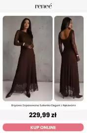 Renee magazyn tydzień 36 Strona 5: Brązowa dopasowana sukienka elegant z rękawami Renee €229,99