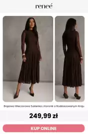 Renee magazyn tydzień 36 Strona 8: Brązowa wieczorowa sukienka z koronki o rozkloszowanym kroju Reneé €249,99