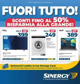 Volantino Sinergy Pagina 1: TCL SMART TV 65P69K €399,00, Acer Notebook AL15-46P-R774 R3 €389,00