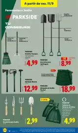 Folheto Lidl semana 37 Página 14: Parkside mangueira de jardim flexível €18,99, Parkside machado/ marreta €12,99