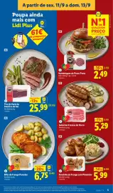 Folheto Lidl semana 37 Página 5: Salsichas Frescas de Porco €5,29, Perninha de frango com pimentão €5,99