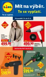 Lidl leták týden 37 Strana 1: Parkside 20V Aku řetězová pila €599,90, ESMARA U. S. Grand Polo Prošívaná bunda Premium €499,90