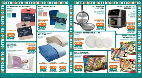 Volantino Regina Pagina 2: Guanciale BreezeSoft Memory Demaflex €24,90, Carte Pokemon Mega Zygarde-ex €29,90
