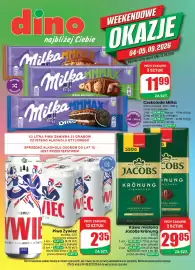 Dino gazetka Strona 1: Czekolada Milka €11,99, Kawa mielona Jacobs Krönung €29,85