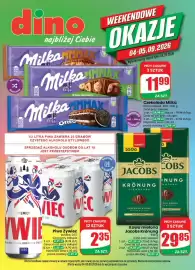 Dino gazetka Strona 1: Czekolada Milka €11,99, Kawa mielona Jacobs Krönung €29,85