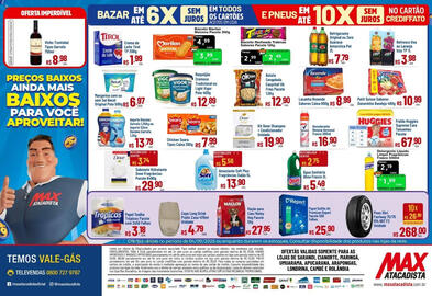 Encarte Max Atacadista Página 2: Agua sanitária €2,75, Soft - amaciante plus fragrâncias galão €13,90