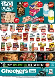 Checkers catalogue Page 1: Dr. Oetker Ital Pizza €120,00, Clover Krush 100% Fruit Juice Blend All Variants €79,00