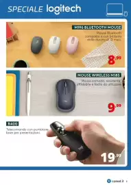Volantino Comet Pagina 5: Telecomando con puntatore laser per presentazioni Logi €19,99, Mouse wireless Logitech M185 €9,99