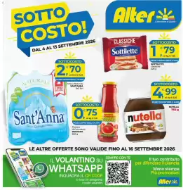Volantino Alter Discount Pagina 1: Acqua Naturale Sant'Anna €2,70, Sottilette classiche €1,79