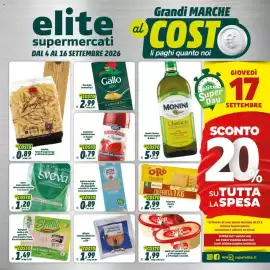 Volantino Elite Pagina 1: Salmone affumicato Atlantis €1,99, Sveva Acqua minerale effervescente naturale €1,20