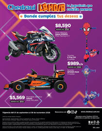 Folleto Chedraui Página 16: Injusa HONDA Mod. Racing 12 V €8.590,00, Scooter SPIDER-MAN €989,00