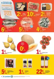Folheto E.Leclerc Página 2: Pera rocha €1,99, Costeletão novilho €10,99
