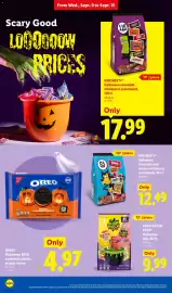 Lidl weekly ad week 37 Page 20: Oreo halloween boo! sandwich cookies, orange creme €4,97, Sour Patch Kids Halloween mix €9,99
