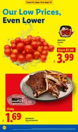 Lidl weekly ad week 37 Page 24: Smithfield fresh pork spareribs €1,69, Sweetpops tomatoes €3,99