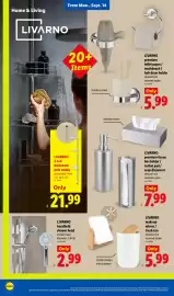 Lidl weekly ad week 37 Page 30: Livarno makeup mirror / trash can €5,99, Livarno handheld shower head €2,99