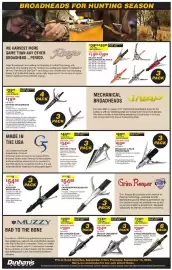 Dunham's Sports weekly ad week 36 Page 14: Trocars crossbow broadheads €24,99, Muzzy 6-Pack Broadheads €29,99