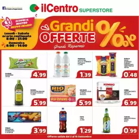 Volantino Il Centro Superstore Pagina 1: Rio mare Tonno all'Olio di Oliva €5,99, Kimbo caffè macinato fresco €6,99