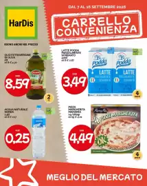 Volantino Hardis Pagina 1: Latte parzialmente scremato Podda €3,49, Acqua naturale Norda €0,25