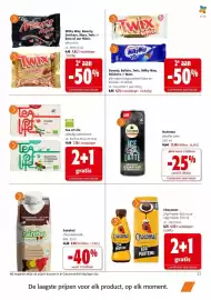 Colruyt folder Pagina 23: Bounty, Balisto, Twix, Milky Way, Snickers of Mars €6,74, Nutroma ijskoffie Latte €12,48