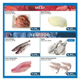 Blue Sky Supermarket flyer week 36 Page 4: Squid €5,99, White Shrimp Head On €4,99