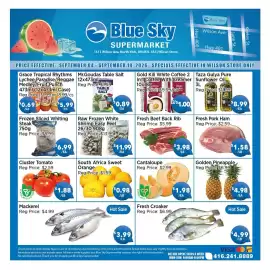 Blue Sky Supermarket flyer week 36 Page 1: Fresh Beef Back Rib €3,98, Fresh Pork Ham €1,58