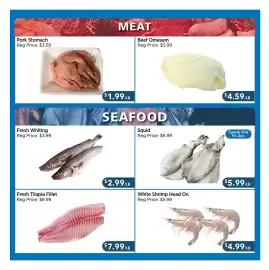Blue Sky Supermarket flyer week 36 Page 4: Squid €5,99, White Shrimp Head On €4,99