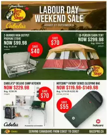 Cabela's flyer Page 1: Cabela's deluxe camp kitchen €229,98, Hotcore fatboy series sleeping bag €119,98