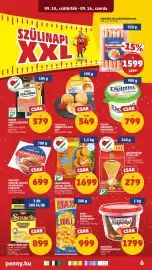 PENNY akciós újság hét 37 Oldal 8: Fagylakoma sajttal töltött pulykamell xxl €1.699,00, Bersi extrudált snack maxi €999,00