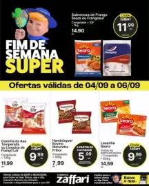 Encarte Comercial Zaffari Página 2: Coxinha da Asa Temperada ou Linguiça de Frango Lar €9,99, Lasanha seara €9,99