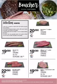Catalogue Monop' page 7: Faux filet à griller viande bovine €22,90, Foie de veau veau €19,90