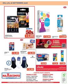 Volantino Maxisconto Pagina 36: Duracell Optimum €2,89, Guanciale Selex 'Media Densita' €6,90