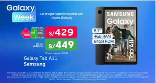 Catálogo Tottus semana 36 Página 7: Samsung Galaxy Tab A11 €429,00