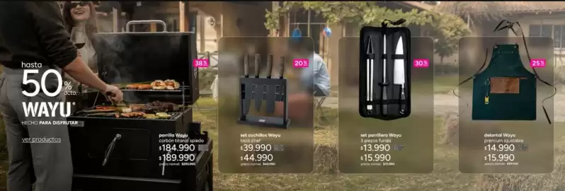 Catálogo Ripley Página 1: Parrilla wayu €184.990,00, Chef - set cuchillos wayu taco €39.990,00