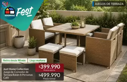 Catálogo Constructor Sodimac Página 4: Juego de comedor de terraza ratan 8 personas €499.990,00