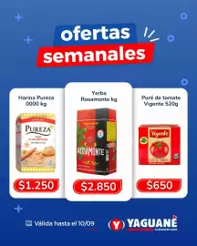 Catálogo Yaguane Supermercados semana 36 Página 2: Rosamonte yerba mate €2.850,00, Vigente puré de tomate €650,00