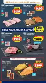 ALDI akciós újság hét 37 Oldal 10: Friss marinált sertéskaraj €1.499,00, BBQ csirkemellfilé €2.399,00