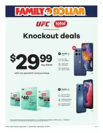 Family Dollar weekly ad Page 1: Moto G €29,99, Total Wireless $40 Payment Card €40,00