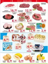 Volantino Supermercati Spesa Mia Pagina 4: Tris di suino €4,99, Meloni gialli €0,99