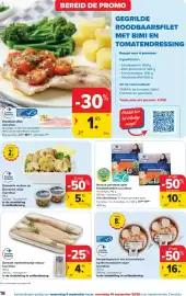 Carrefour folder Pagina 18: Noorse gerookte zalm €10,00, Gekookte wulken op Brusselse wijze Carrefour €5,78