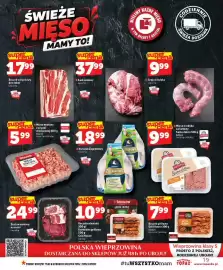 Topaz gazetka tydzień 37 Strona 19: Mięso z indyka na kotlety Samo dobro Indykpol €9,99, Boczek wieprzowy bez żeber €17,99