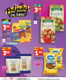 Topaz gazetka tydzień 37 Strona 32: Paluszki Lajkonik klasyczne €3,99, Bruschette Maretti pizza €3,19