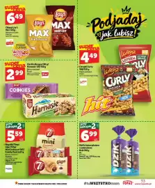 Topaz gazetka tydzień 37 Strona 33: Chipsy Lay's Max karbowane Salt €6,49, Ciastka Bergen Cookies €2,99