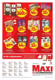 ICA Maxi reklamblad vecka 37 Sida 14: Arla Laktosfri mjölkdryck €35,00, Arvid Nordquist Kaffe €160,00