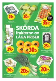 ICA Maxi reklamblad vecka 37 Sida 3: Röda kärnfria druvor €25,00, Ica hadercott €30,00