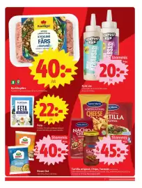 ICA Nära reklamblad vecka 37 Sida 7: Kycklingfärs €40,00, Tortilla original, Chips, Tacosås, Medlemspris