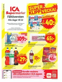ICA Supermarket reklamblad vecka 37 Sida 1: Kronfågel kycklingbröstfilé €109,00, Ica fläskytterfile €65,00