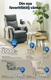 JYSK reklamblad Sida 5: REMMELS fåtölj €1.500,00, ABILDSKOV reclinerfåtölj €2.000,00
