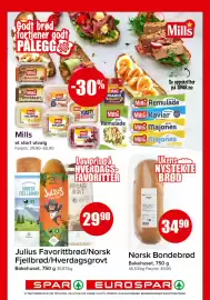 Spar kundeavis Side 11: Bondebrød €34,90, Bakehuset Julius Favorittbrød/Norsk Fjellbrød/Hverdagsgrovt €29,90