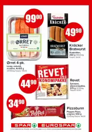 Spar kundeavis Side 8: Knäcker Bratwurst €49,90, Lerøy ørret €99,00